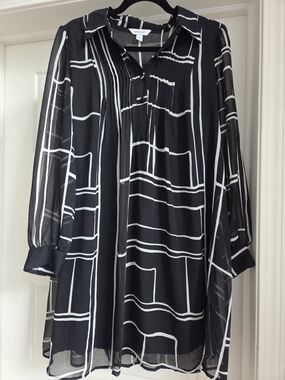 Nine West Black and White Geometric Dress